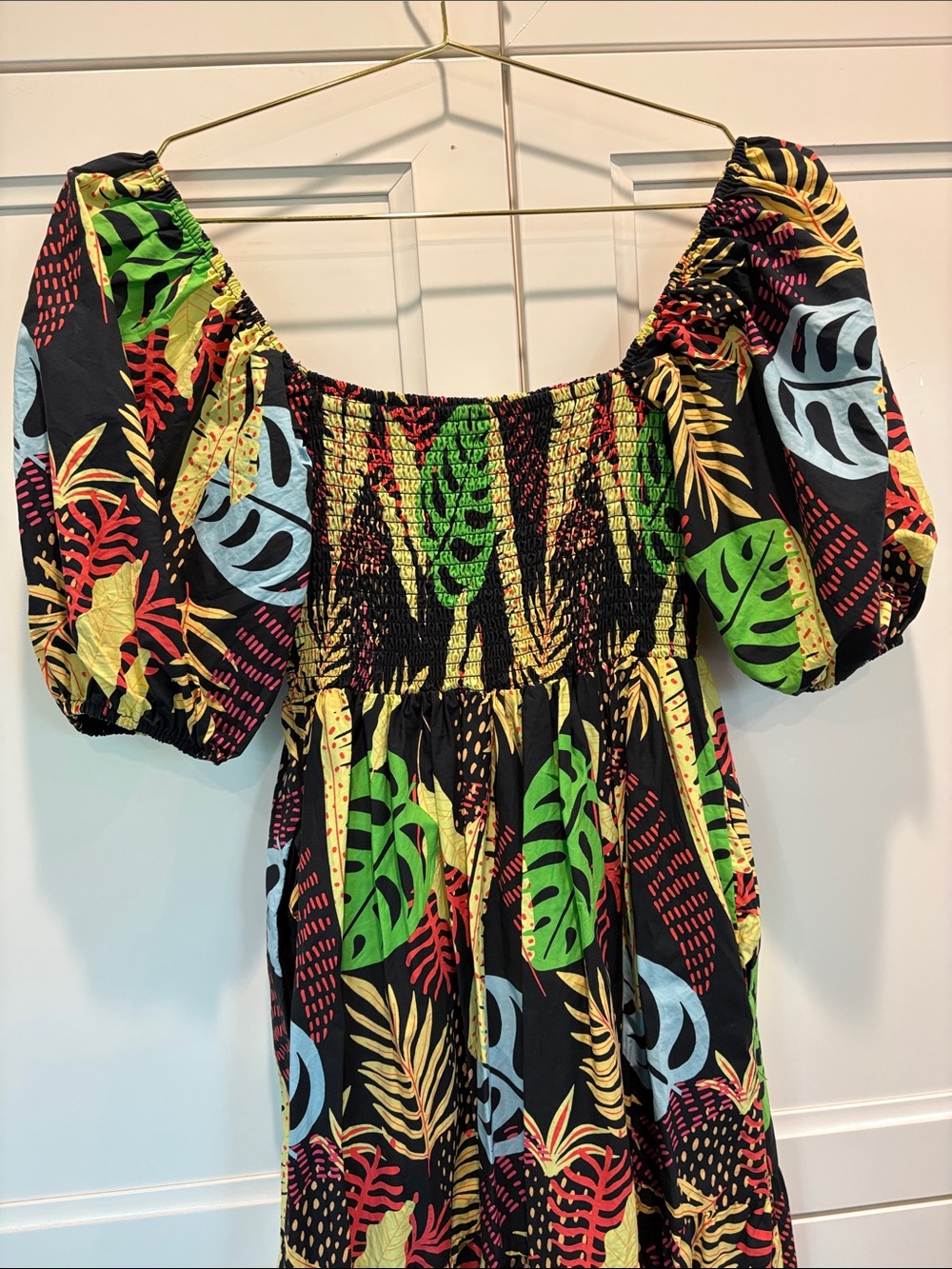 🌴Women’s Print Puff-Sleeve Maxi Dress - Tropical Floral - Picture 7 of 10